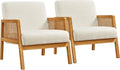 Yaheetech Boucle Fabric Accent Chair, Vintage Rattan Vanity Chair by Yaheetech
