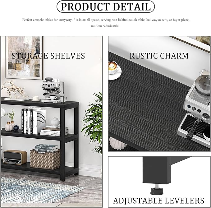 EXCEFUR Industrial Entryway Table, 3 Tier Console Table - Image 6