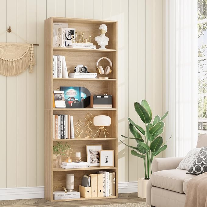 FOTOSOK 6-Tier Open Bookcase and Bookshelf, Freestanding Display Storage - Image 4