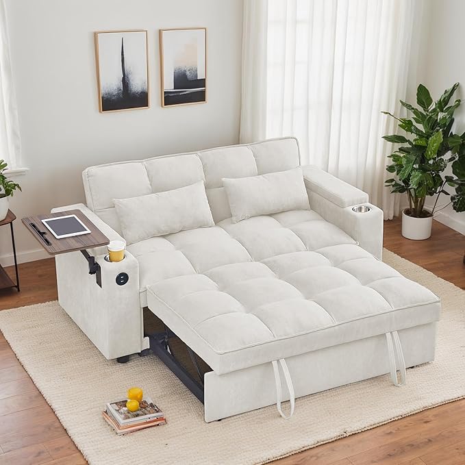 65-inch Multifunctional Loveseat Pull Out Sleeper Sofabed W/Cupholders by Unknown