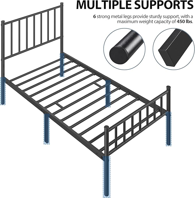 Yaheetech Twin Bed Frame Metal Platform Bed Frame Mattress Foundation - Image 9