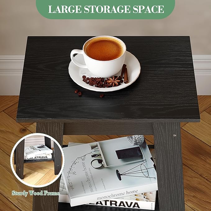 End Table with Double Storage Shelves, Small Space Side Table - Image 6