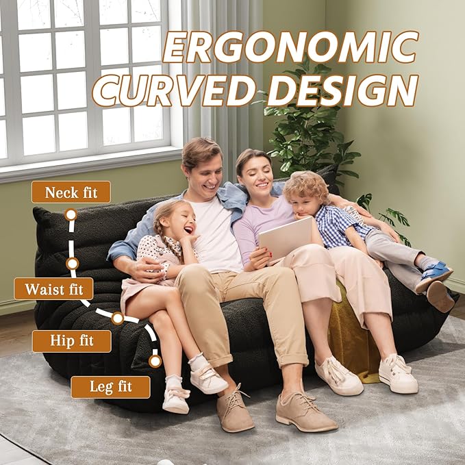 Bean Bag Chairs for Adults, BeanBag Reading Chair Memory Foam Couch 3-Seater - Image 6
