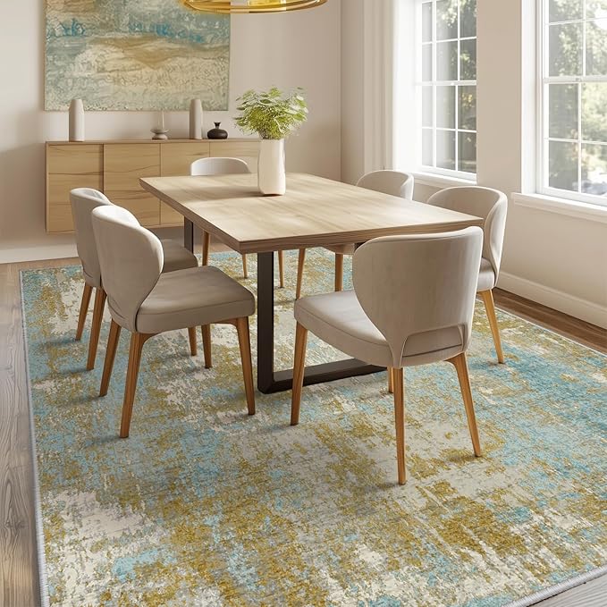 Washable Area Rugs 8'x10' Non-Slip Modern Abstract Soft - Image 9