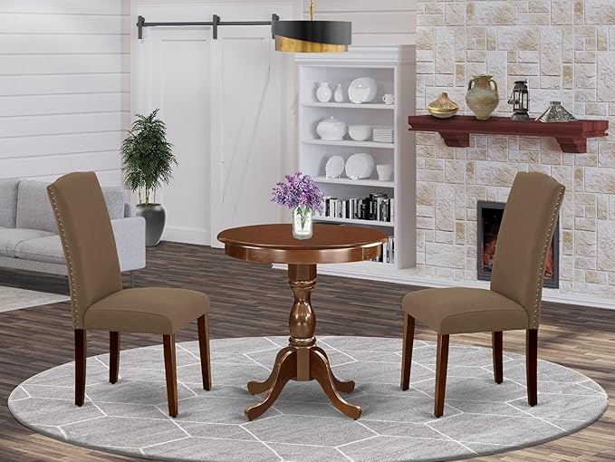 East West Furniture ESEN3-MAH-18 3 Piece Dinette Set - Image 2