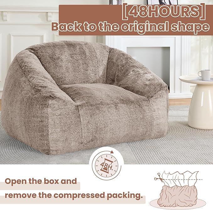 Bean Bag Chairs for Adults, Giant Beanbag Sofa Comfy Reading Chair, Oversized - Image 8