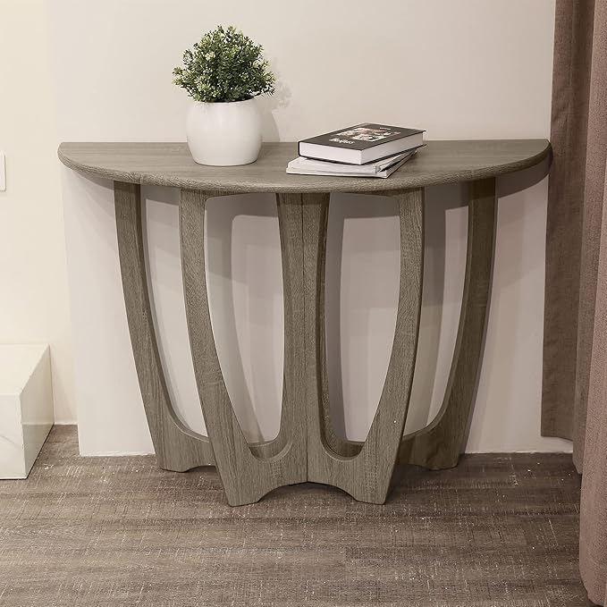 FINECASA Half-Moon Console Table, Semicircle Narrow Side Table, 43.4x17x30 by FINECASA