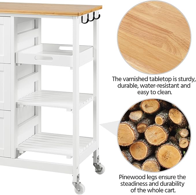 Yaheetech Kitchen Island Cart on Wheels - Image 8