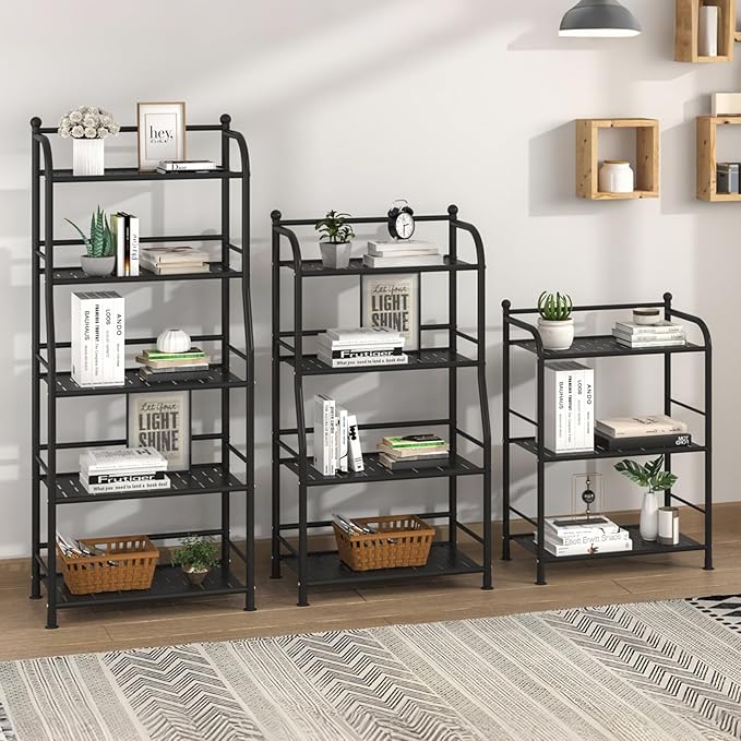 5 Tier Metal Shelf Storage Shelves Living Room Bookshelf Bathroom Corner - Image 5