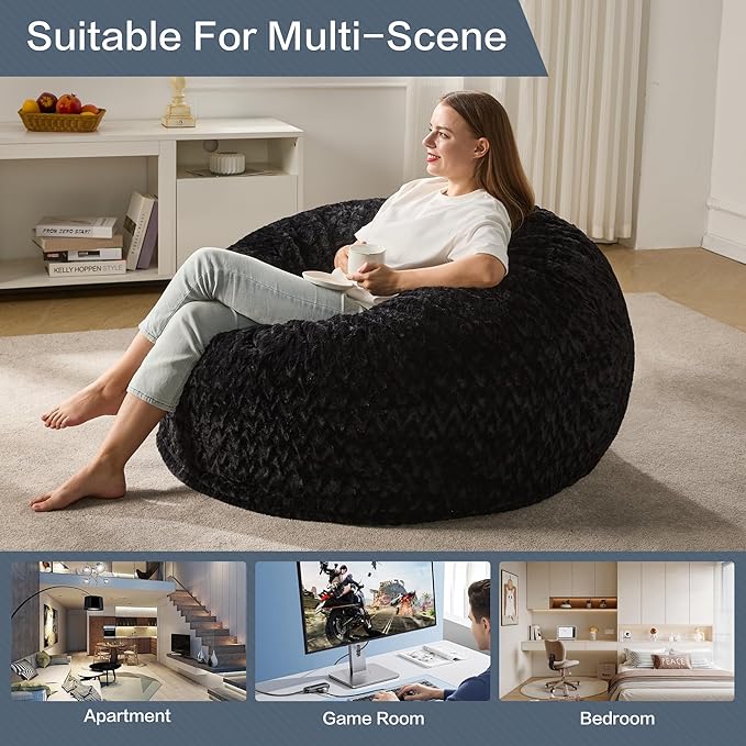 Hobestluk 4ft Bean Bag Chairs for Adults Large Beanbag Chair - Image 6