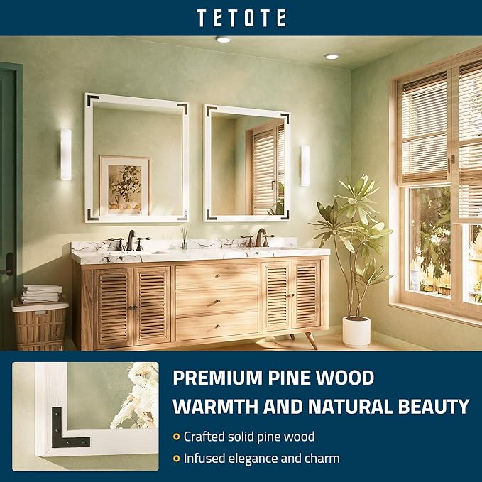 TETOTE 30 x 36 White Wooden Mirror - Image 2
