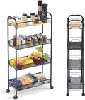 KINGRACK 4-Tier Slim Rolling Cart, Metal Utility Cart, Slide Out Storage Cart by KINGRACK