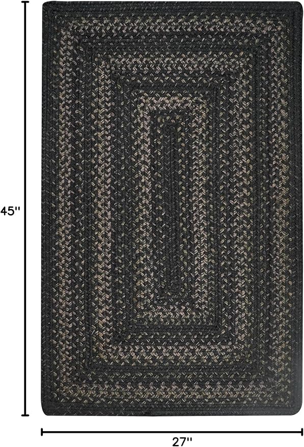 Jet Black Braided Rugs 27x45 – Primitive Style Gray and Black Indoor Entryway - Image 2