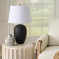Nourison Home 23" Black Vintage Distressed Ceramic Pot Table Lamp by NourisonHome