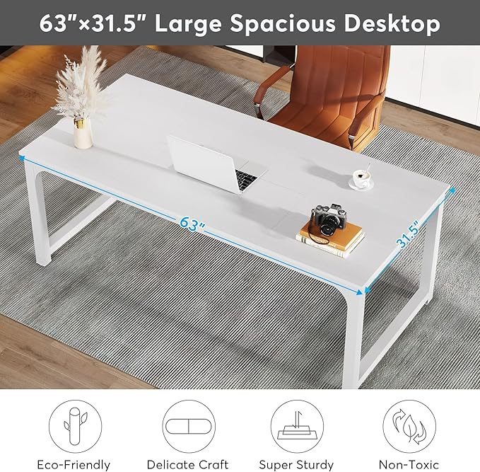Tribesigns Modern Computer Desk, 63 x 31.5 inch Large Executive Office Desk - Image 3