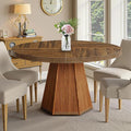 Round Dining Table for 4, 47 Inch Dinner Table Square Farmhouse Kitchen Tables by Unknown