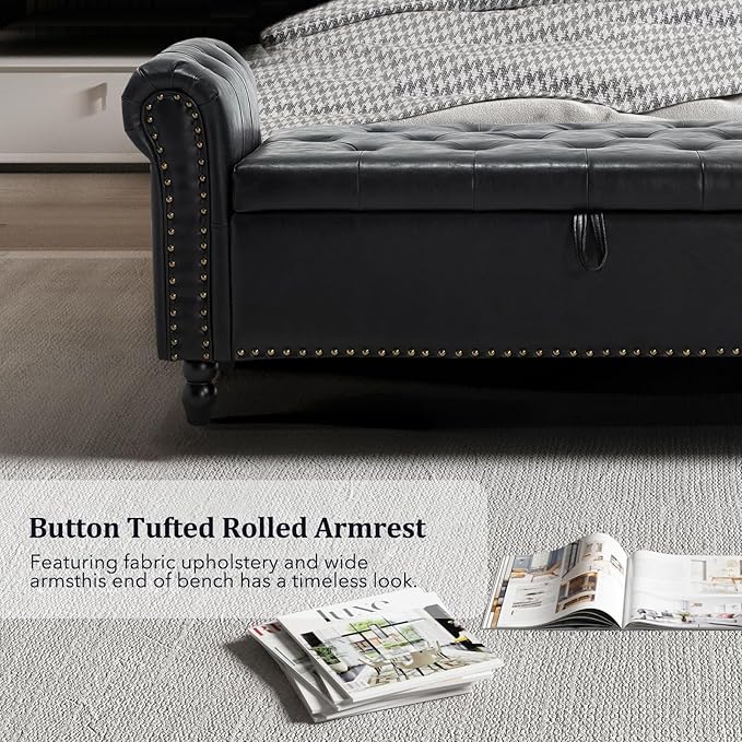 Furniliving 55” End of Bed Bench, Bedroom Bench - Image 8