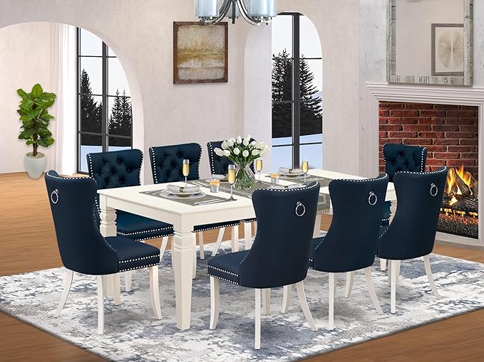 East West Furniture LGDA9-LWH-29 9 Piece Dining Table Set Includes a Rectangle - Image 2