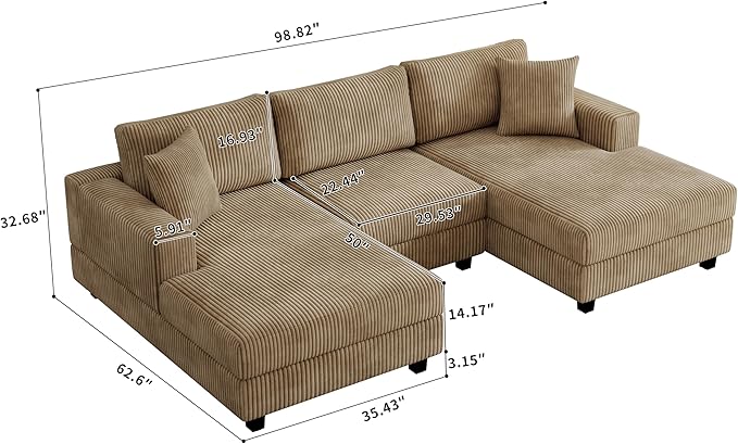 99" Symmetrical U Shaped Reversible Modular Sectional Sofa, Convertible Sofa - Image 2
