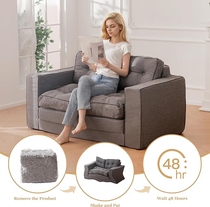 YOSHOOT Loveseat Sleeper Sofa, 3-in-1 Pull Out Floor Couch - Image 6