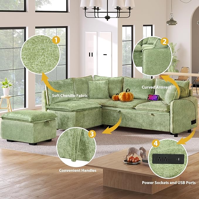 Ball & Cast 82.67" L-Shaped Sectional Pull Out Sofa - Image 4
