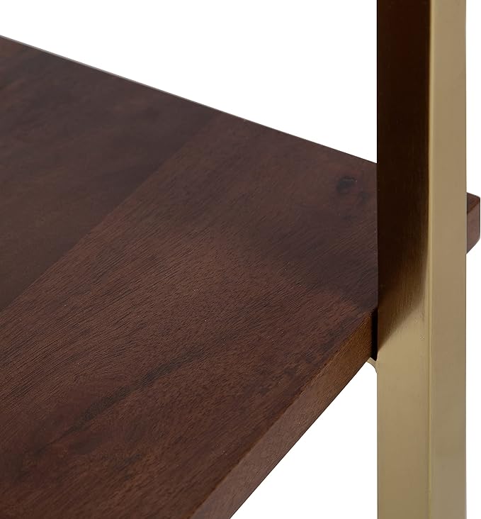 Kate and Laurel Abcott Midcentury Side Table, Walnut Brown and Gold, Decorative - Image 6