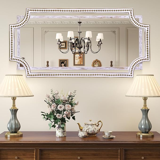 24" X 47" Wooden Farmhouse Large Wall Mirror, Rustic Art Decorative Full Length - Image 9