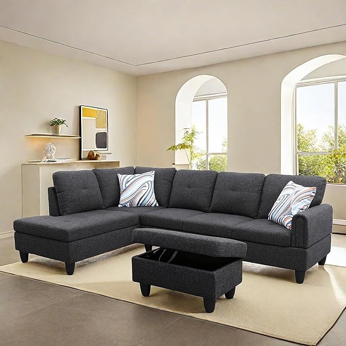 NAYSAYE Sectional Couch with Ottoman Storage, L Shaped Couch Sofa Furniture Sets - Image 4