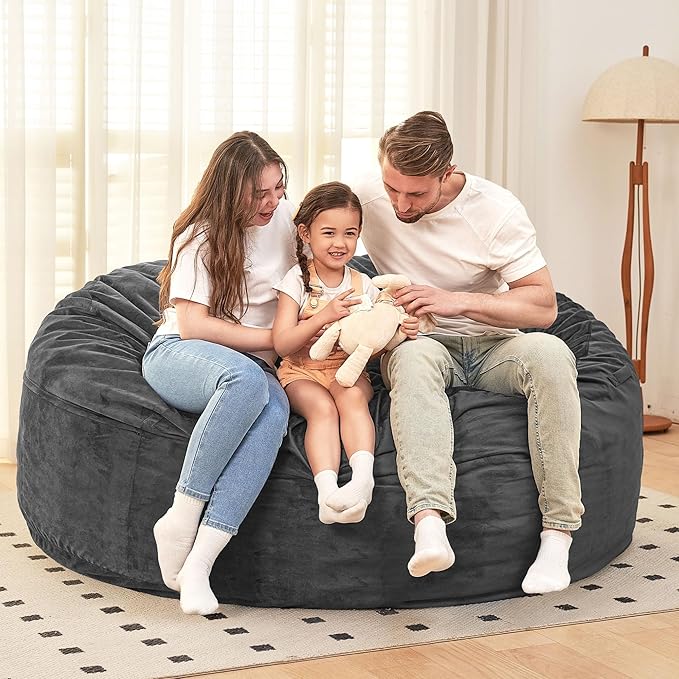 HABUTWAY Bean Bag Chair: Giant 6' Memory Foam Furniture Bean Bag Chair - 6Ft - Image 2