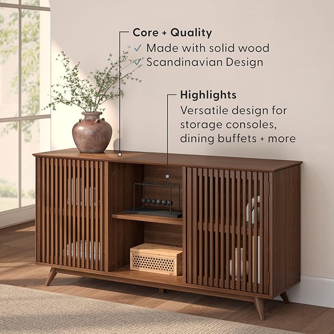 Plank+Beam Mid-Century Modern Wood TV Stand, Solid Wood Entertainment Console - Image 4