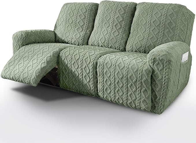 vctops 8 Pieces Geometric Jacquard Plush Recliner Sofa Covers Soft Fuzzy Fluffy by vctops
