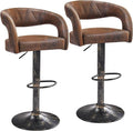 VECELO Bar Stools Set of 2 Adjustable Swivel Modern Pu Leather Barstools by VECELO