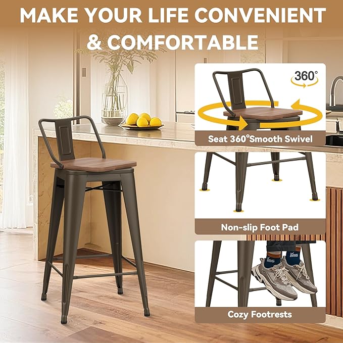 30 Inch Swivel Bar Stools Set of 4 - Image 6