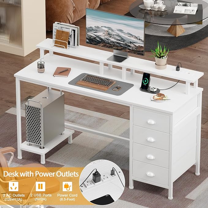 Furologee 47" White Computer Desk - Image 4
