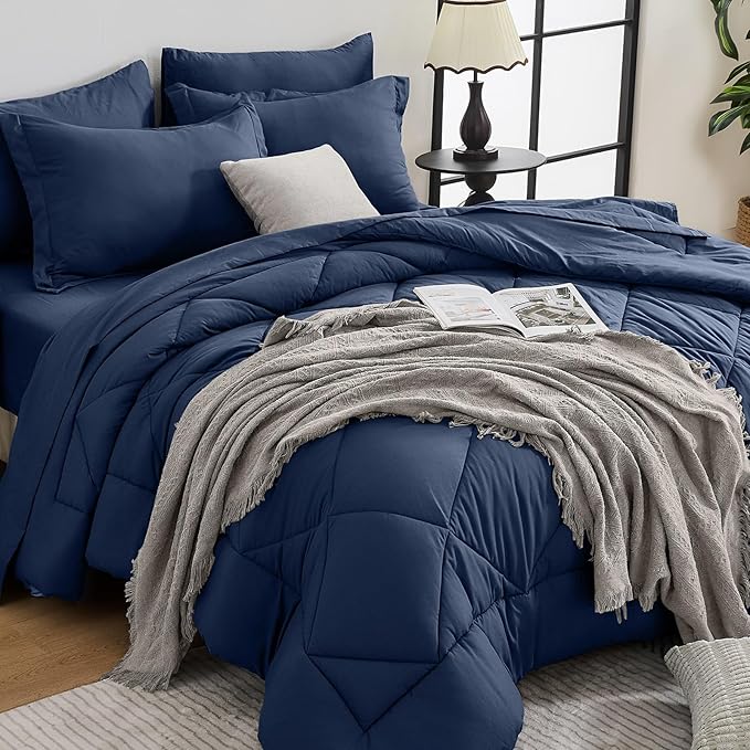 HEVUMYI Navy Blue Twin Comforter Set by HEVUMYI
