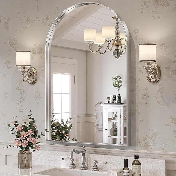 Brightify Arched Mirror, Arched Wall Mirror, 28 x 40 Inch Silver Arch Mirror by Brightify