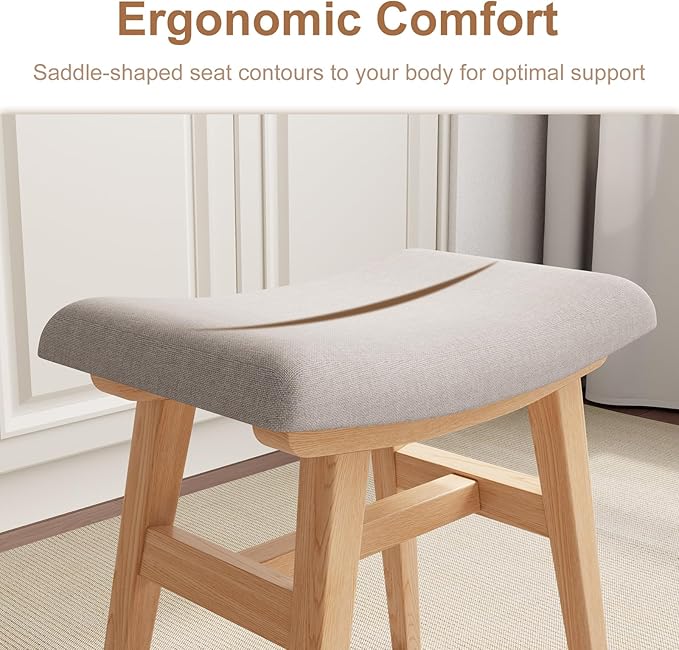 Solid Wood Small Vanity Stool, Compact Makeup Chair - Image 4