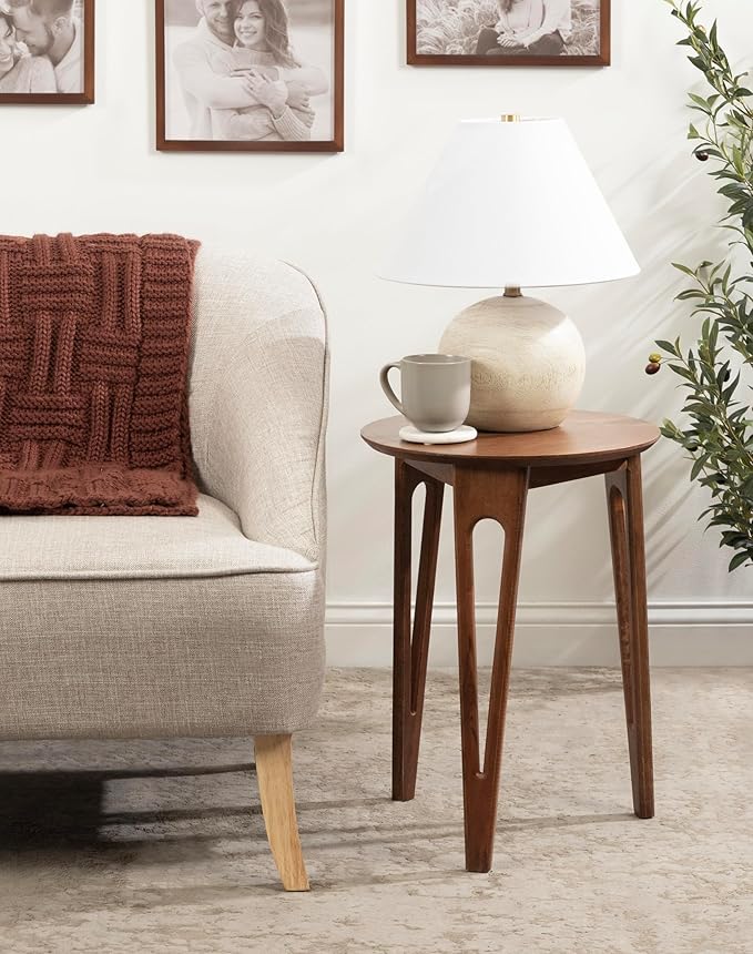 Kate and Laurel Kershaw Mid-Century Modern Round Side Table, Walnut Brown - Image 2