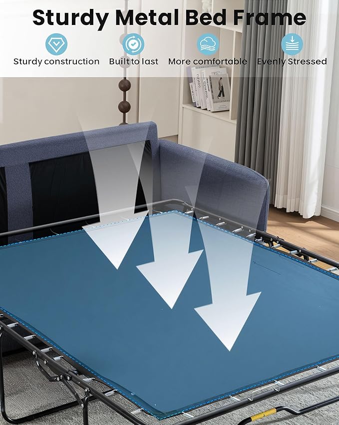 Queen Pull Out Sofa Bed, 2-in-1 Convertible Sleeper Sofa Couch - Image 4