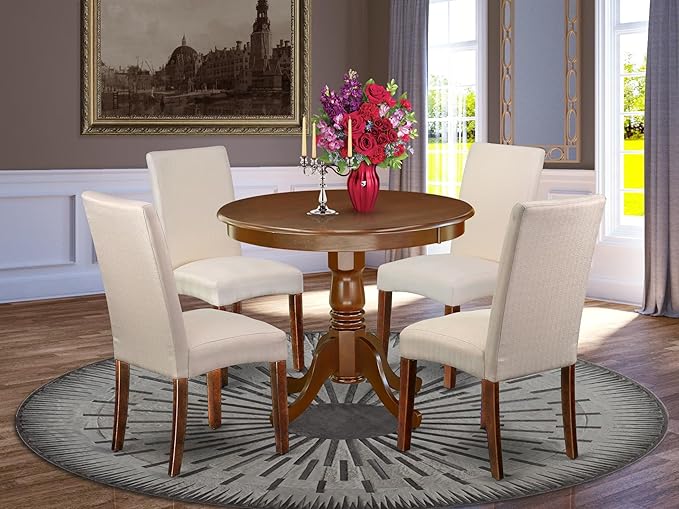 East West Furniture ANDR5-MAH-01 5 Piece Kitchen Table & Chairs Set Includes a - Image 2