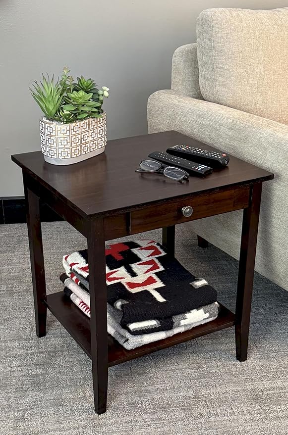 2-Tier Solid Acacia End Table w/Drawer - Image 6