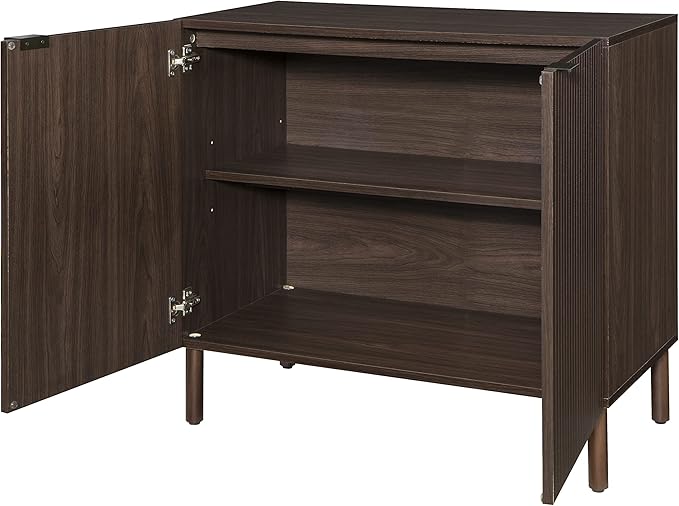 Sango Merk 2-Door Cabinet, Modern Walnut Storage Cabinet - Image 4