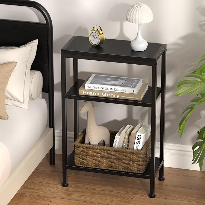 Narrow Side Table for Small Space Set of 2, 3-Tier Small End Table - Image 5