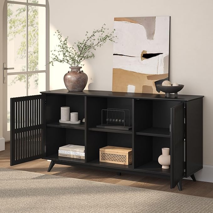 Plank+Beam Mid-Century Modern Wood TV Stand, Solid Wood Entertainment Console - Image 8