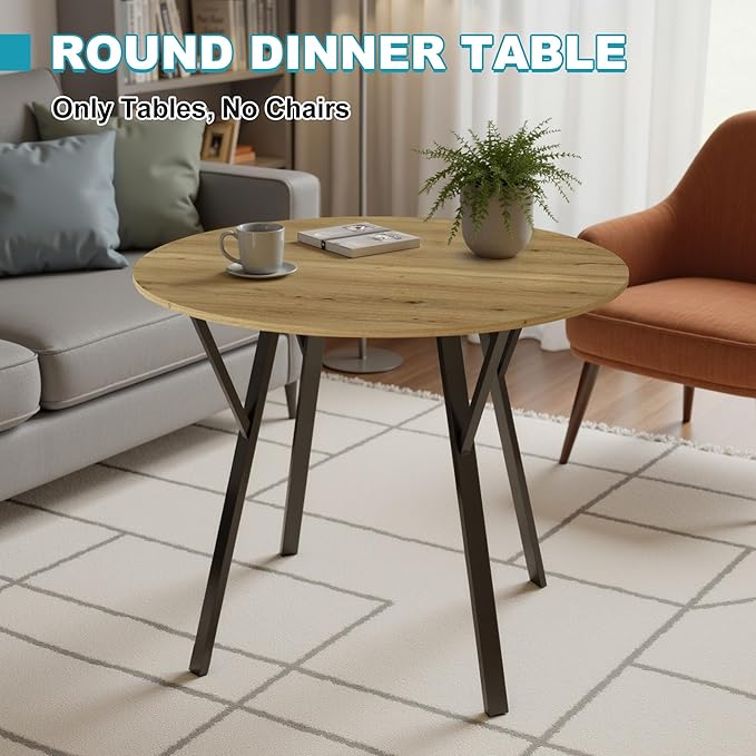 35" Round Dining Table for 4, Modern Small Circle Dinner Table Farmhouse Round - Image 8