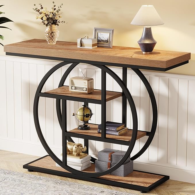 Tribesigns 41.3" Console Table, Industrial 4-Tier Sofa Table Entryway Table - Image 6