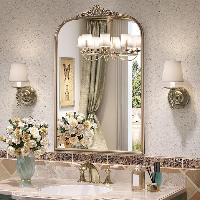 24" x 36" Antique Gold Arched Mirror - Image 2