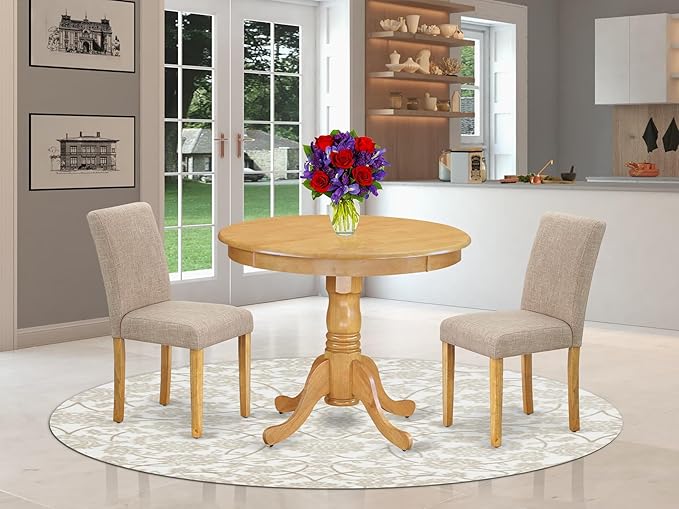 East West Furniture ANAB3-OAK-04 3 Piece Dinette Set - Image 2