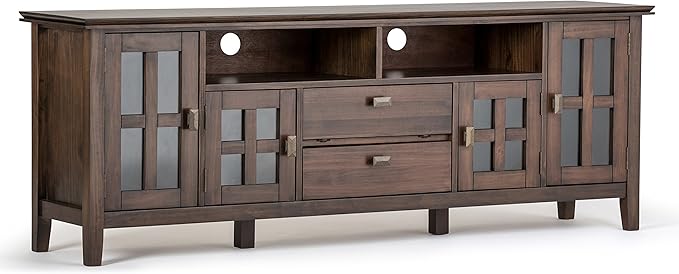 SIMPLIHOME Artisan SOLID WOOD 72 Inch Wide Transitional TV Media Stand in by SimpliHome