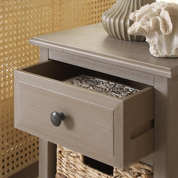 Safavieh Home Collection Everly Drawer White Wash 1-Drawer 2 Removable Baskets - Image 4